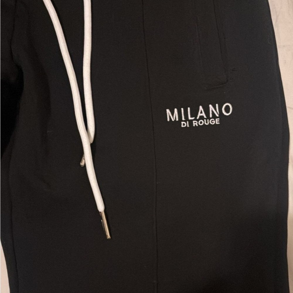 Milano Di Rouge Black Track Pants with Elastic Waistband